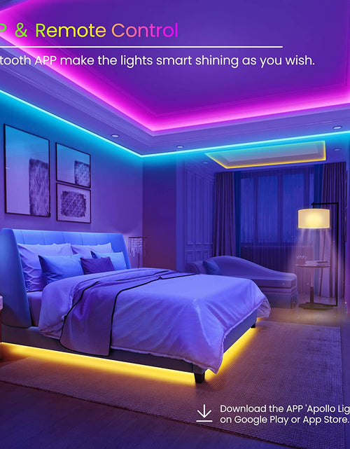 Load image into Gallery viewer, 50 FT LED Strip Lights,Bluetooth LED Lighting for Bedroom, Color Changing Light Strip with Music Sync, Phone Controller and IR Remote(App+Remote +Mic)
