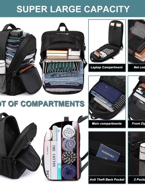 Load image into Gallery viewer, Extra Large Backpack for Men 50L,Water Resistant 17.3 Inch Travel Laptop Backpack with USB Charging Port,Tsa Friendly Big Business anti Theft Computer Bag Work College School Bookbags Gifts,Black
