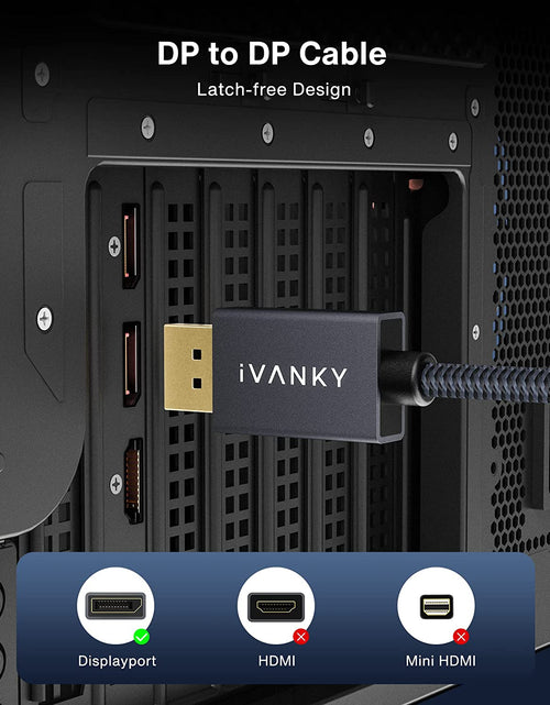 Load image into Gallery viewer, Displayport Cable 10Ft,  DP to DP Cable, [4K@60Hz, 2K@165Hz, 2K@144Hz], Gold-Plated Braided High Speed Display Port Cable 144Z 10Ft, Displayport 1.2 Cable for Gaming Monitor, TV, PC, Laptop
