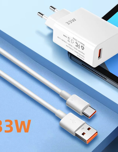 Load image into Gallery viewer, 33W USB Fast Charger Quick Charge 3.0 USB Type C Cable 6A for Xiaomi Redmi Note 13/12 Iphone Samsung Mobile Phone Charge Adapter

