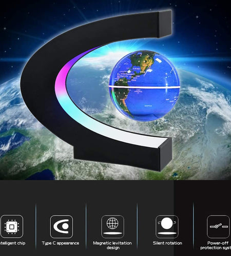 Magnetic Levitation Globe with LED Light, Cool Gadgets Floating Lamp Globe Decor, Cool Gifts for Men/Father/Husband/Boyfriend/Boss, Great Technology Graduation Gifts Valentine'S Day Gift (Blue)