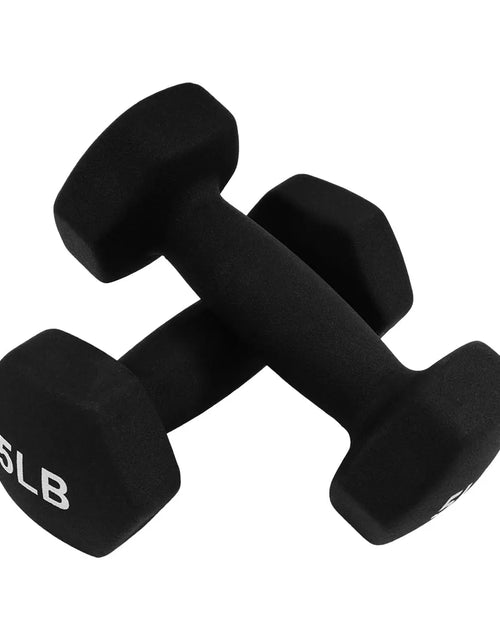 Load image into Gallery viewer, Balancefrom Fitness 110 Pound Neoprene Coated Cast Iron Dumbbell X Elite Exercise Workout Set with Stand, 10 Pairs of 1 to 10 Pound Weights, Black
