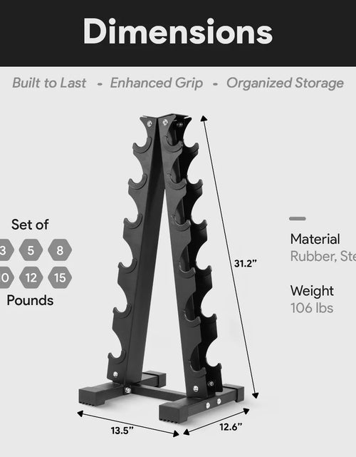 Load image into Gallery viewer, Balancefrom Fitness 110 Pound Neoprene Coated Cast Iron Dumbbell X Elite Exercise Workout Set with Stand, 10 Pairs of 1 to 10 Pound Weights, Black
