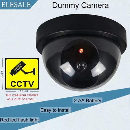 Creative Black Plastic Dome CCTV Dummy Camera Flashing Led Fake Camera Power via AA Battery Surveillance Security System