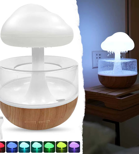 Rain Cloud Humidifier Rain Colorful Mushroom Cloud Raindrop Atmosphere Lamp Night Light Essential Oil Humidifier Machine